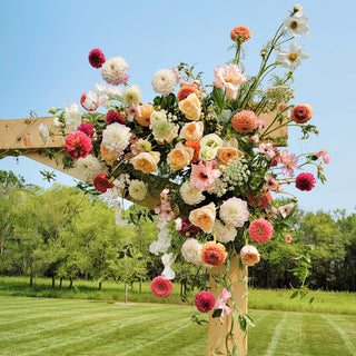 A wedding floral altar statement at Lone Oak Farm Venue