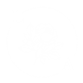 A logo of a flower surrounded by a circle with an L and an A on each side